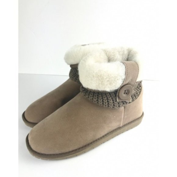 Womens Faux Suede Biege Faux fur Parvin Bootie - Picture 2 of 8